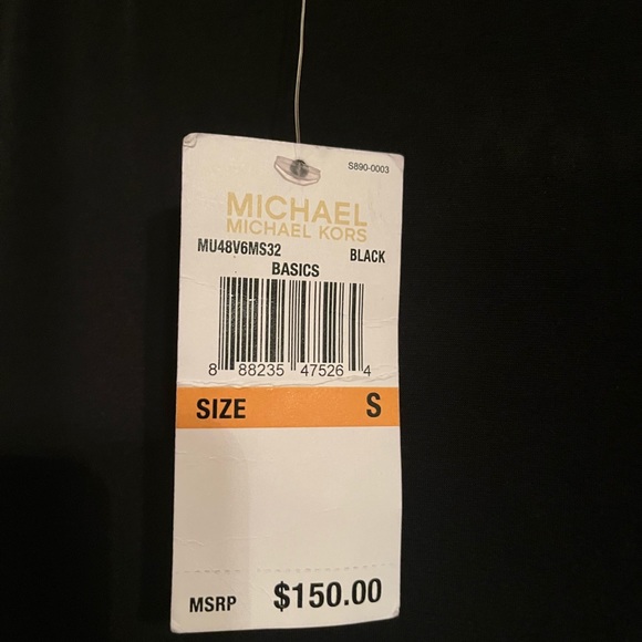 NWT Michael Kors Cap Sleeve Slit Maxi Dress (Black) Women's Dress - Picture 5 of 7